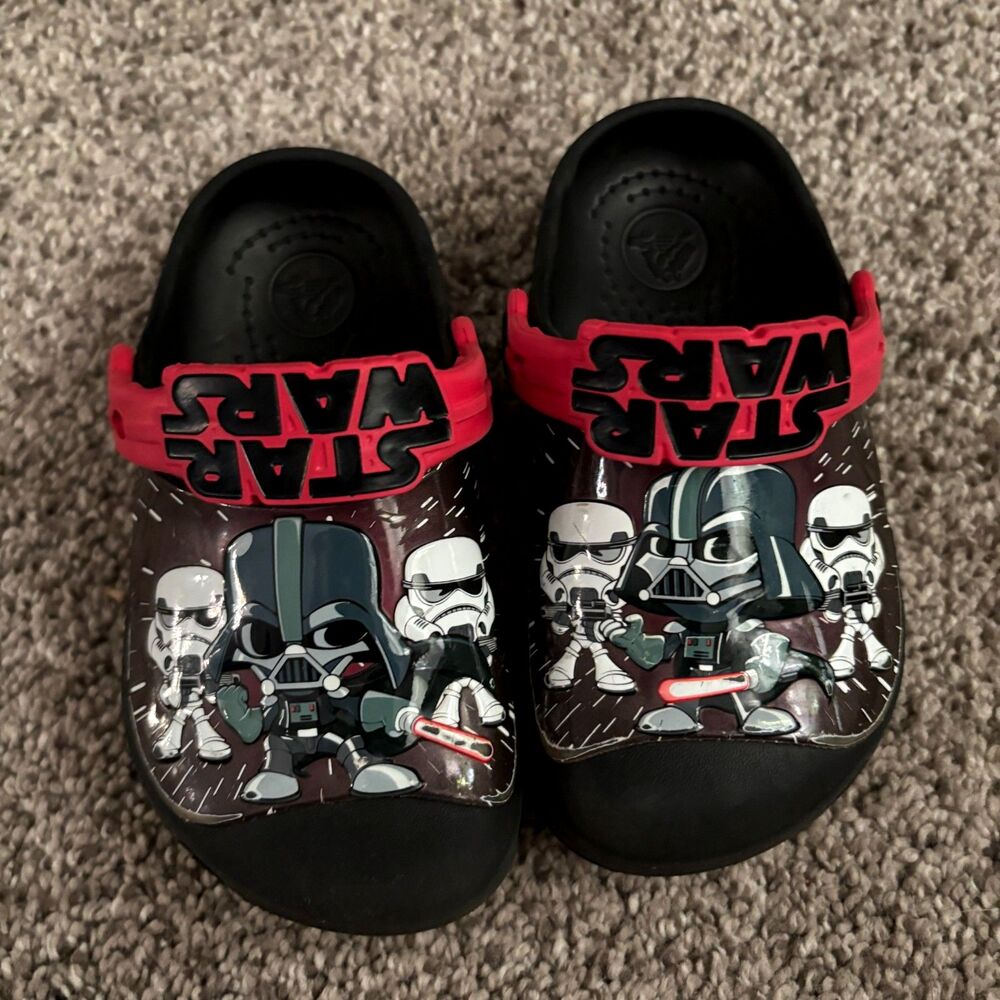 Crocs Kids Star Wars Darth Vader Stormtrooper Clogs Black Red Size C8 C9